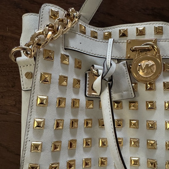 Michael Kors White and Gold Studded Tote Bag - Picture 2 of 7